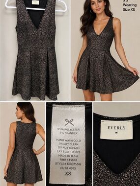 Everly Metallic Fit & Flare Dress – XS